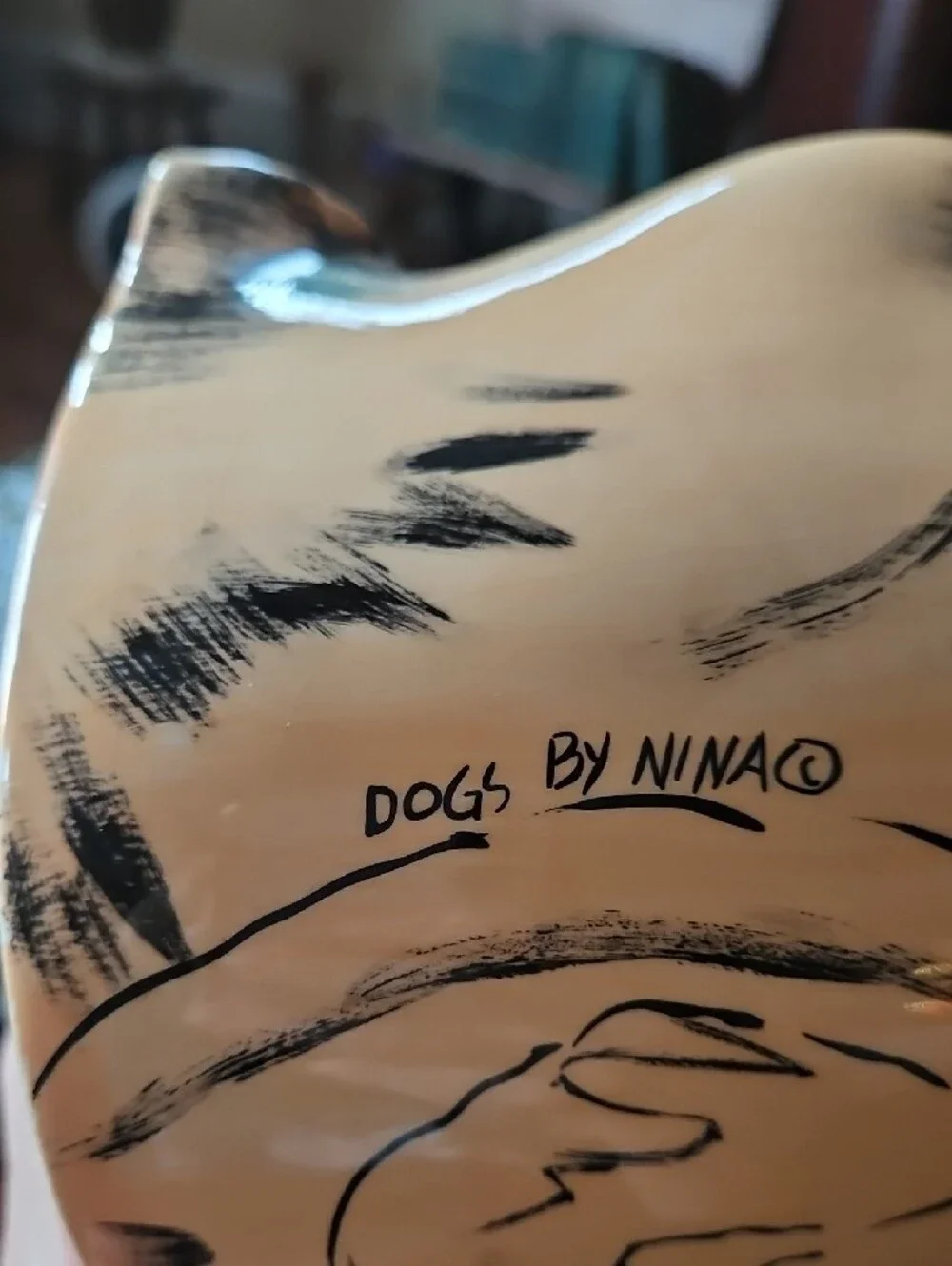 VTG Dogs by Nina Lyman Ceramic Pug Dog Figural Vase Planter Hand Painted
